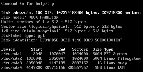 Resumen de cambios a realizar por fdisk